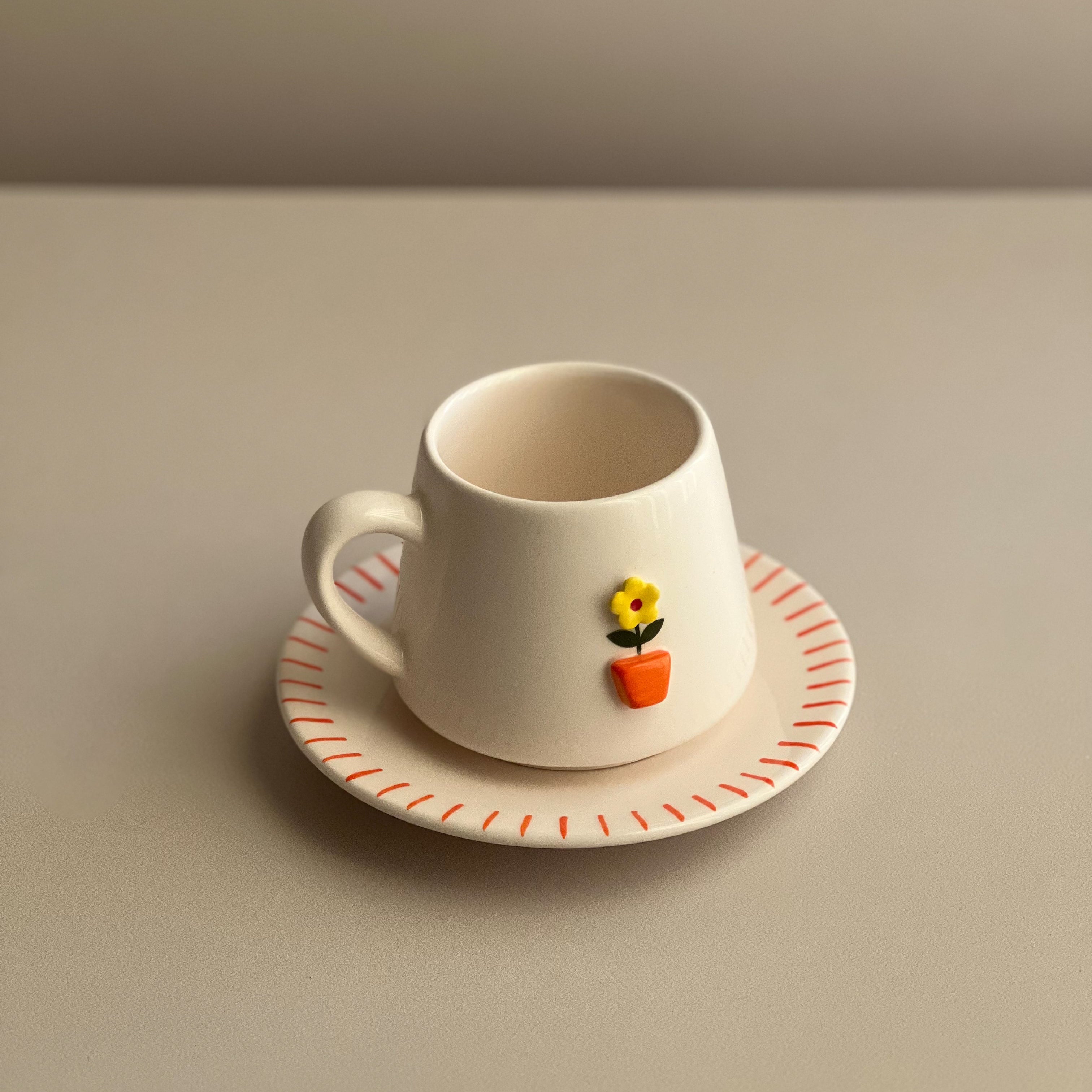 Flower Vase Mug (Orange & Yellow)